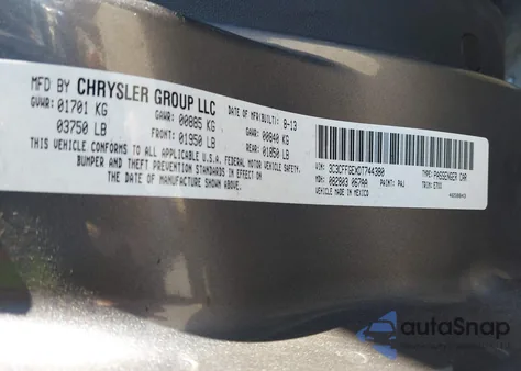 2013 Fiat 500E Battery Electric from USA, damaged, VIN 3C3CFFGEXDT744380